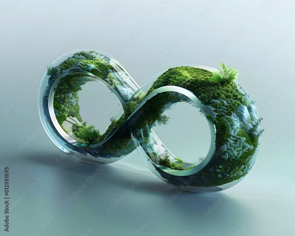 Poster 3d rendering of infinite geometric nature loop