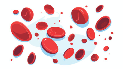 Flat red blood cells icon. Medical biological heart