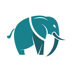 Obraz premium A powerful elephant with tusks standing on a white background, A balanced composition using only a few elements, minimalist logo