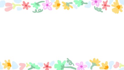 cute tiny colorful flowers with green leaf in white frame background. paper , note , planner , diary and presentation illustration background decoration.