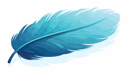 Flying and falling blue fluffy feather from the win