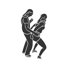 Latin Dance Icon Silhouette Illustration. Couple Vector Graphic Pictogram Symbol Clip Art. Doodle Sketch Black Sign.