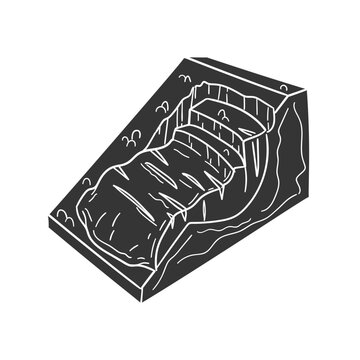 grayscale canyon cross section drawing clip art preview