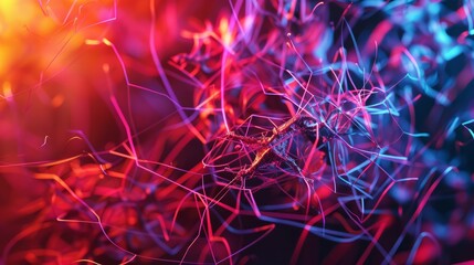 Modern digital abstract 3D background. Can be used in the description of network abilities, technological processes, digital storages, science, education, etc. Copy space. Based on Generative AI