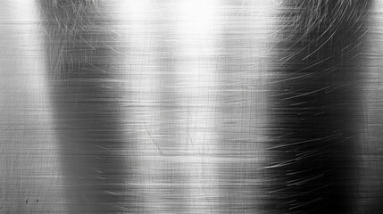 The image is a close-up of a shiny metal surface with scratches - obrazy, fototapety, plakaty