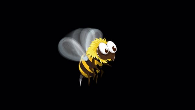 Painterly animation of a bee in motion on a transparent background