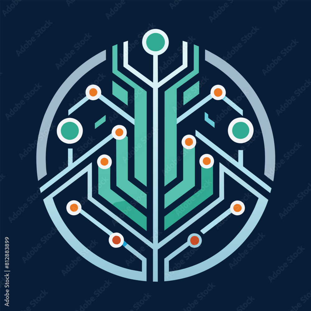 Poster a unique design showing a tree integrated within an electrical circuit board, blending nature with t