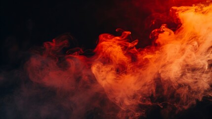 Fototapeta premium Orange and red steam on a black background Copy space : Generative AI