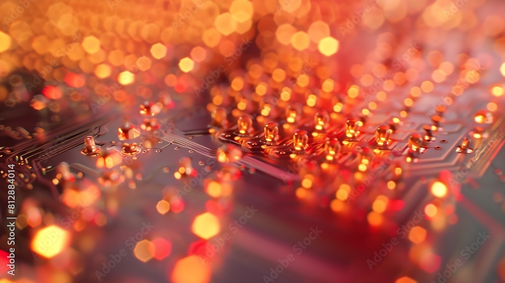 Aufkleber close up of BGA ball grid array technology footprint on electronic board macro : Generative AI