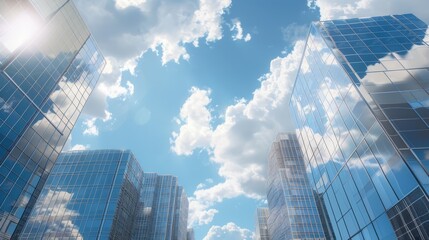Fototapeta na wymiar Office Buildings and a Time-Lapse Clouds, 3d Animation 4k, Ultra HD 3840x2160 hyper realistic 