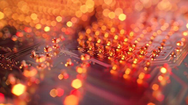 close up of BGA ball grid array technology footprint on electronic board macro : Generative AI