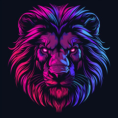Fototapeta premium lion t-shirt head vector design 80s neon pink