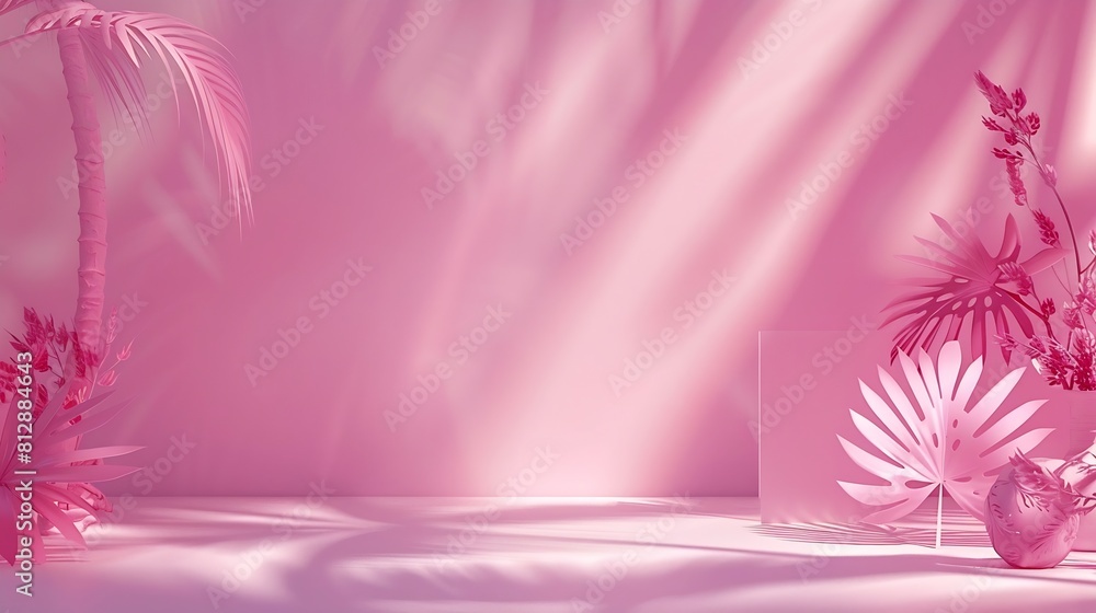 Poster abstract gradient pink studio background for product presentation empty room with shadows of window 