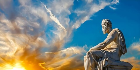 Obraz premium Socrates a key figure in Ancient Greek philosophy depicted in sculpture. Concept Ancient Greek, Philosophy, Socrates, Sculpture