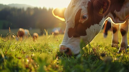 White cow in a sunny field