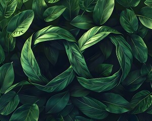 Fototapeta premium Infinite Possibilities in Verdant Nature - Surreal 3D Rendering of Emerging Leaf Geometry