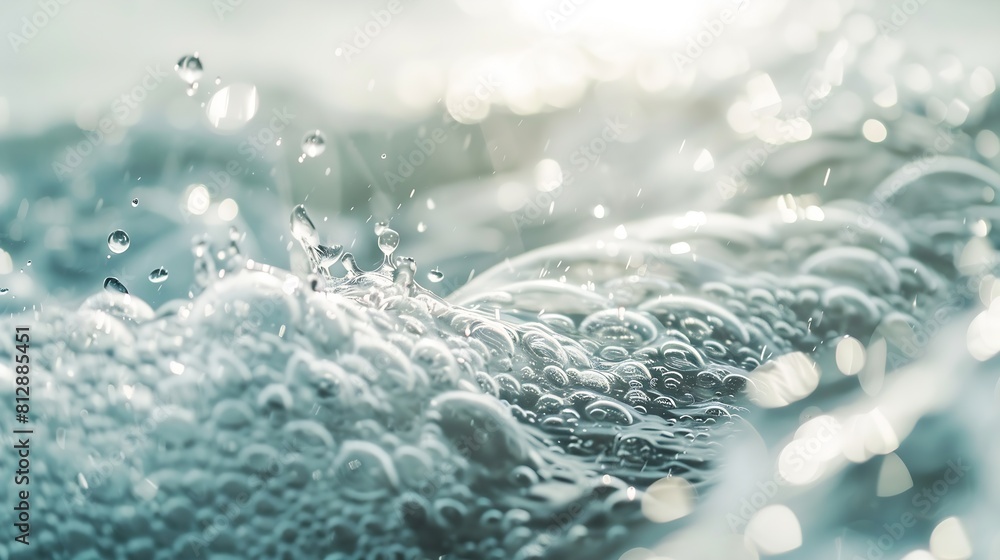 Leinwandbilder blurred desaturated transparent clear calm water surface texture with splashes and bubbles trendy ab