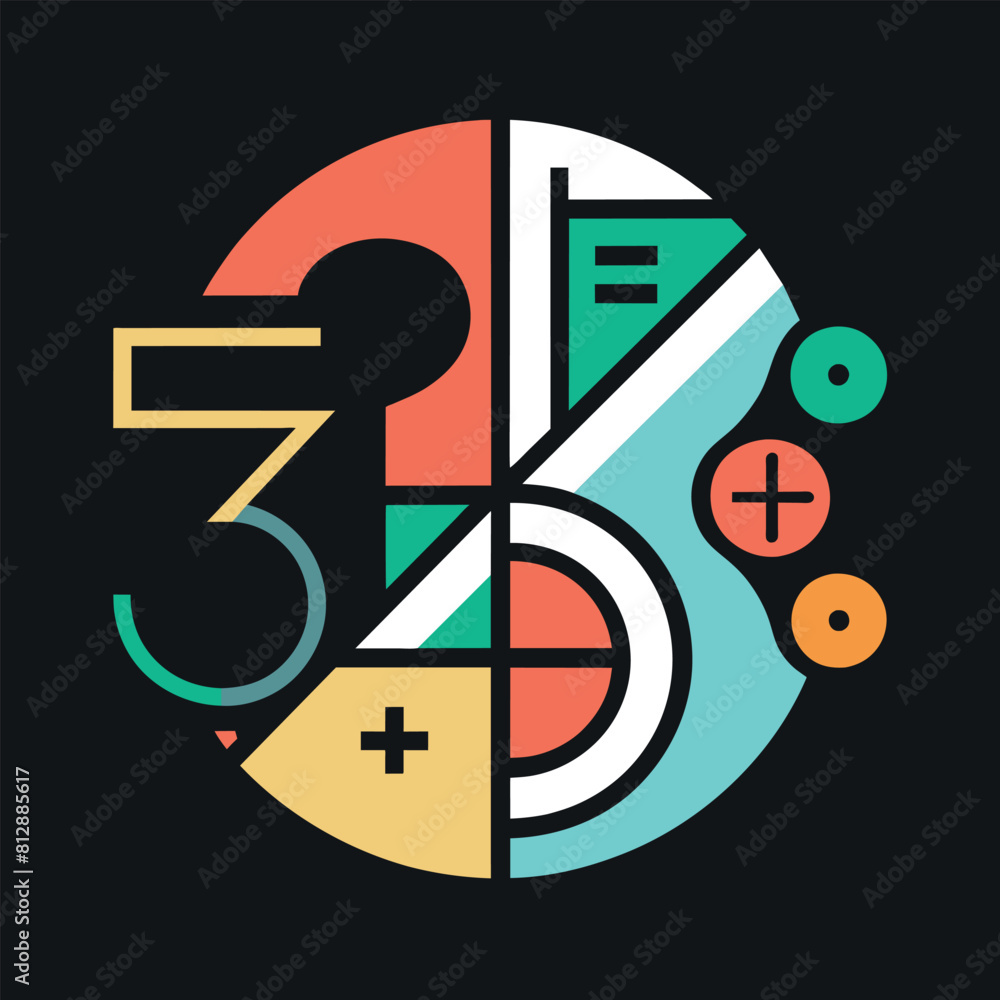 Poster vibrant circle with assorted numbers on dark backdrop, creating a striking visual contrast, design a