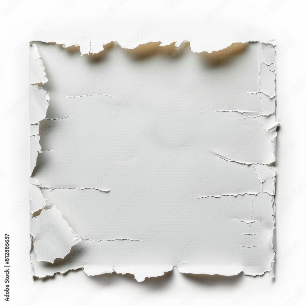 Poster paper torn into three pieces. fragmented document concept symbolizing disconnection. creative and ab