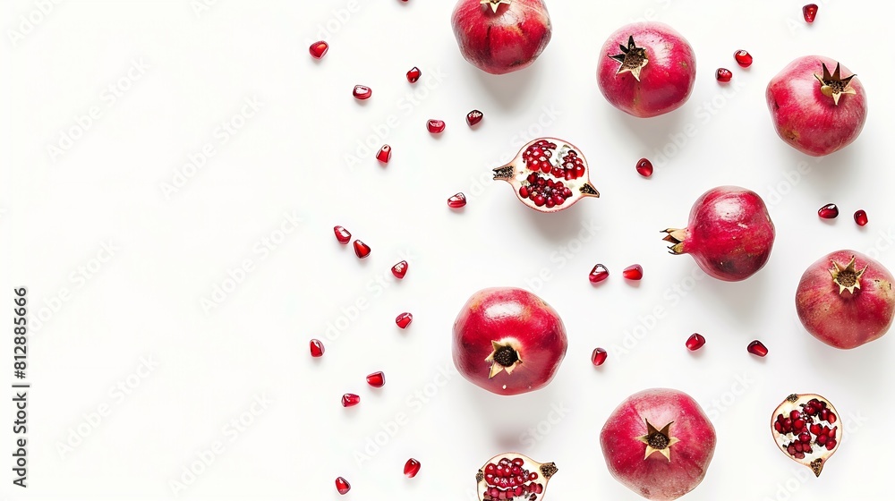 Aufkleber fresh pomegranate creative layout isolated on white background healthy eating and dieting food conce