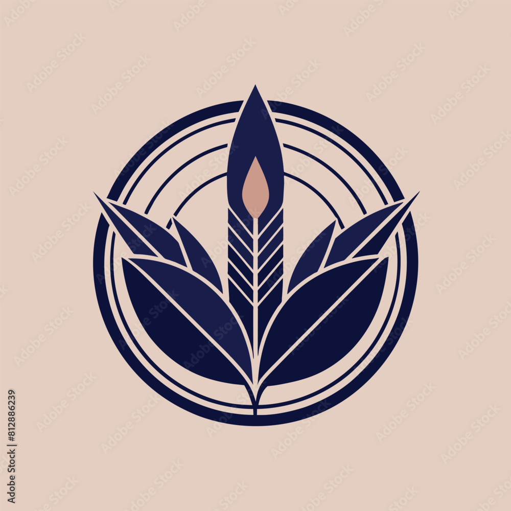 Aufkleber minimalist logo design with a blue and white color scheme featuring a leaf element, design a minimal