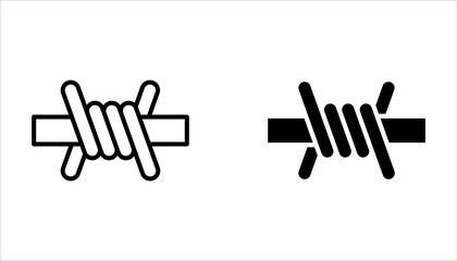Barbed wire icon set on white background color editable