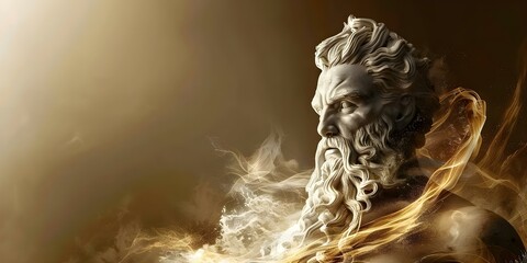 Poseidon: Greek Sea God and One of the Twelve Olympians, Son of Kronos. Concept Greek mythology, Poseidon, Twelve Olympians, Kronos, Sea god