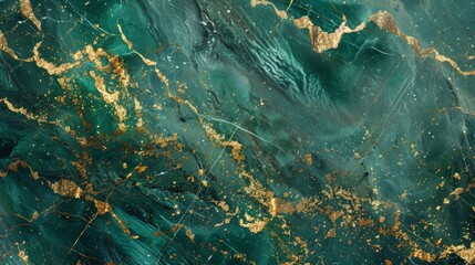 Rich emerald green and gold veins create an elegant marble texture, ideal for luxury design backgrounds or abstract art