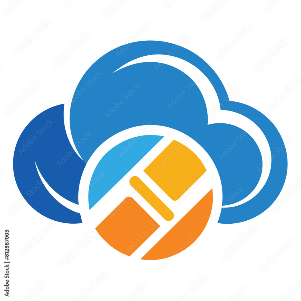 Poster a vector logo design for a cloud computing company, featuring a sleek and simple design, design a si
