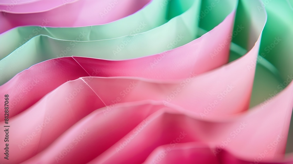 Poster layout of colorful carton sheets in pink and green shades : generative ai