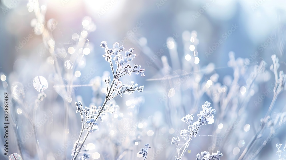 Poster Winter elegant bokeh background Seasonal cooling light decorative abstract design element : Generative AI