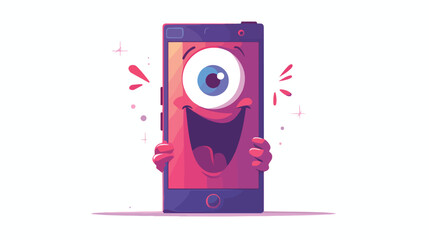 Funny cartoon mobile phone smartphone character wit