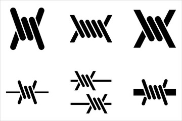 Fototapeta premium Barbed wire icon set on white background color editable
