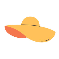 Summer hat, panama. Women beach accessory. Vector illustration in flat style