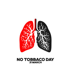 World No Tobacco Day 31st May Post design. Design template of world no tobacco day with lungs. Editable EPS file.