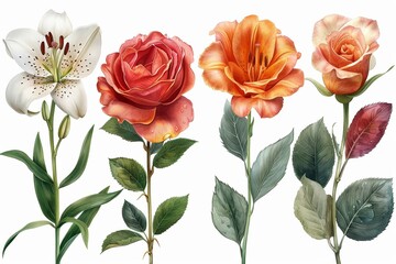 Obraz premium A vintage-inspired floral illustration capturing the timeless beauty of pink blossoms in bloom.