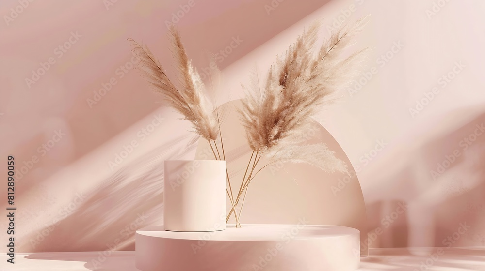 Fototapete podium for cosmetic product presentation abstract minimal geometrical form cylinder podium with dry 