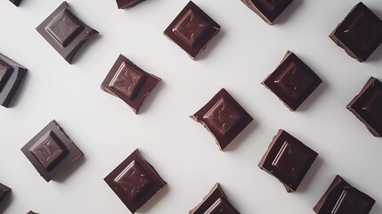 Creative layout made of dark chocolate on the white background Flat lay Food concept Sweet chocolate : Generative AI
