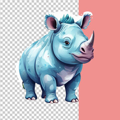 Naklejka premium Vector cute rhinoceros toy is a watercolor animal in cartoon style on an isolated background