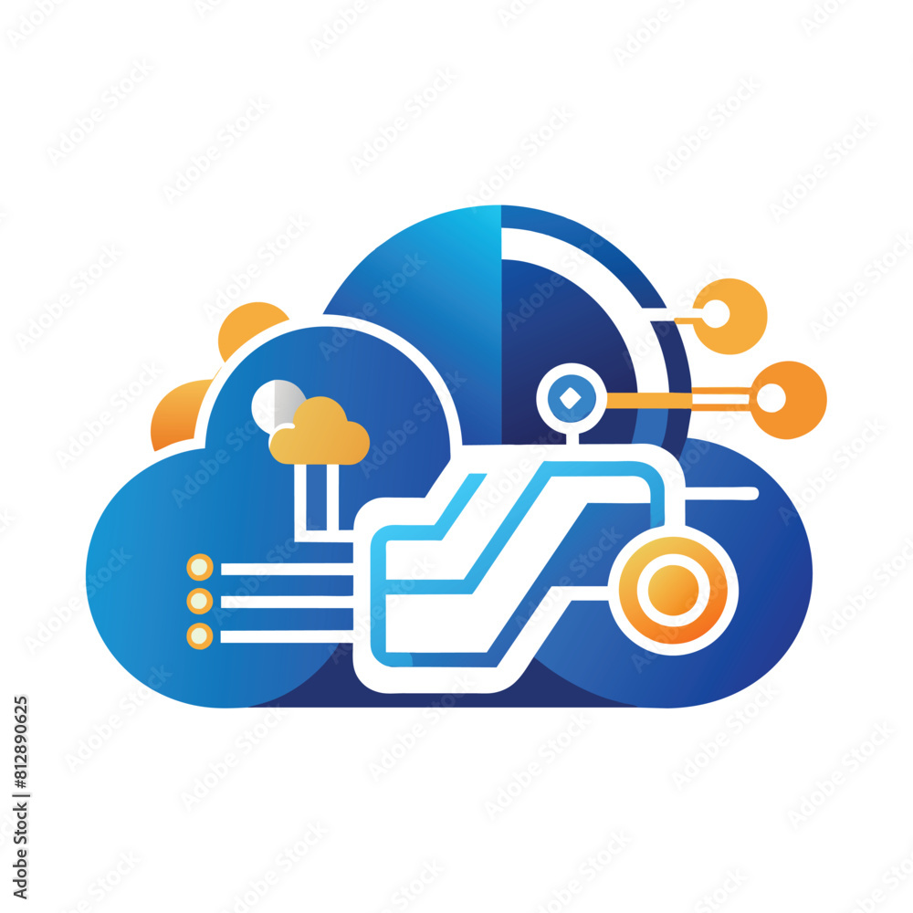 Poster cloud and arrow intersect with cloud computing symbol in a conceptual graphic, generate a clean and 