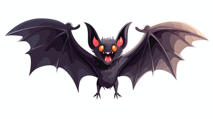 Funny vampire bat flying with wide spread wings tra
