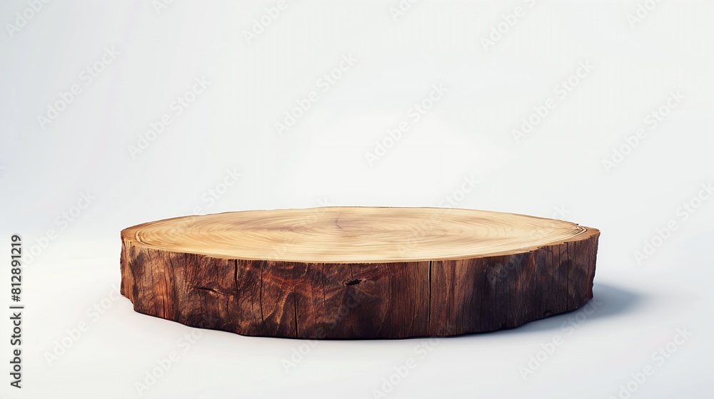 Poster Old wood product display podium presentation minimal style isolated on white background with clipping path for design work : Generative AI