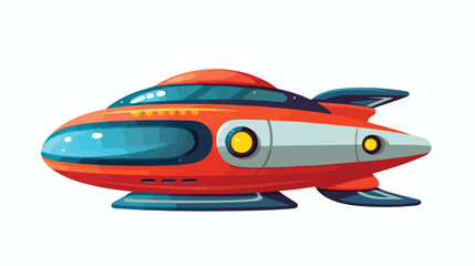 Futuristic space travel shuttle or ufo ship flat ve