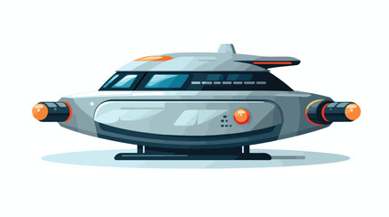 Futuristic space travel shuttle or ufo ship flat ve