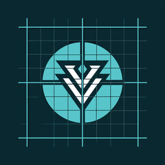 Modern blue and white logo design against a sleek black backdrop, Grid-based layout with a modern twist, minimalist logo