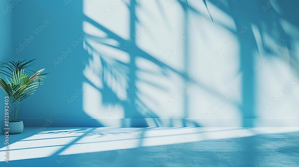 Poster abstract blue color gradient studio background for product presentation empty room with shadows of w