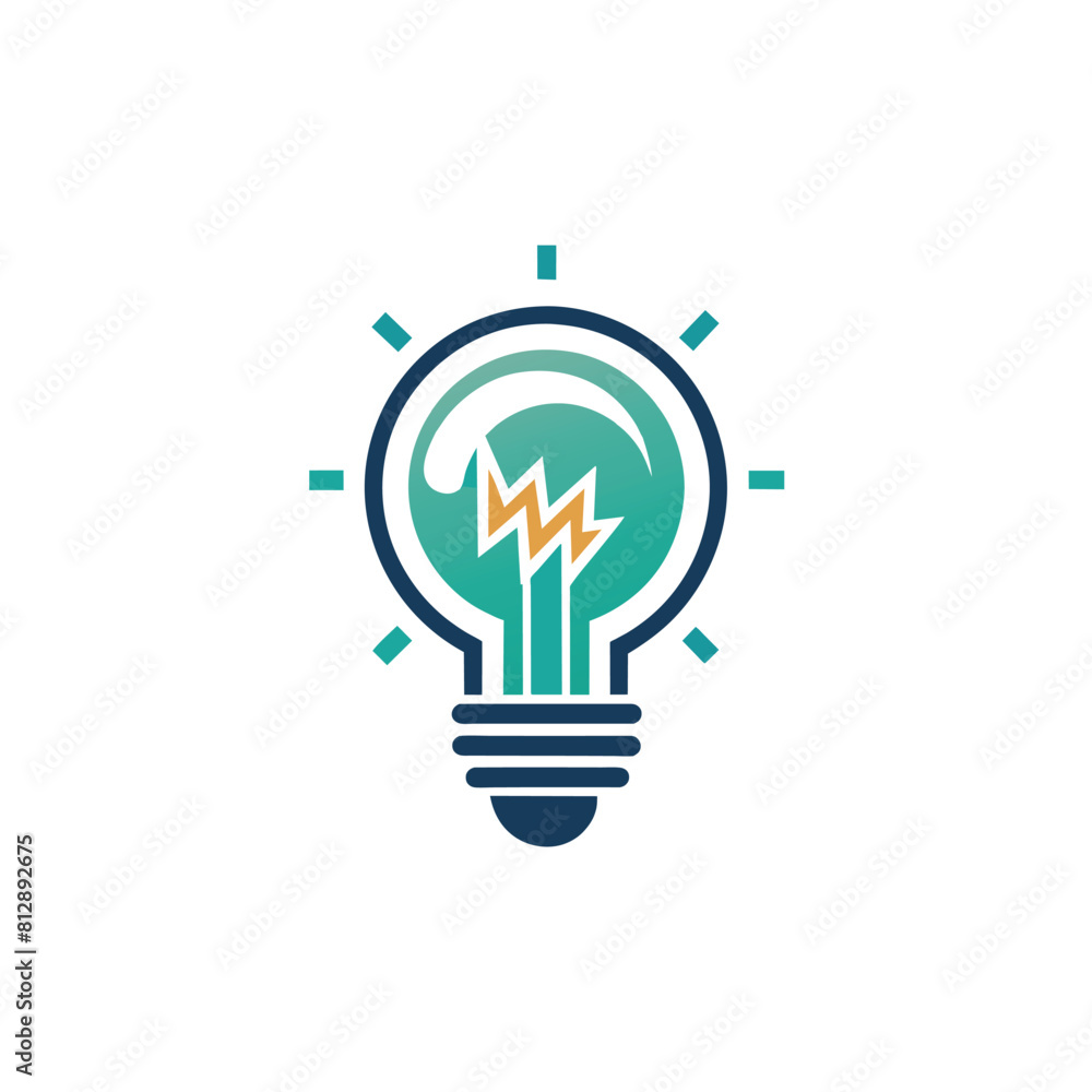 Poster a light bulb with lightning inside, creating a striking visual effect, incorporate a lightbulb icon 