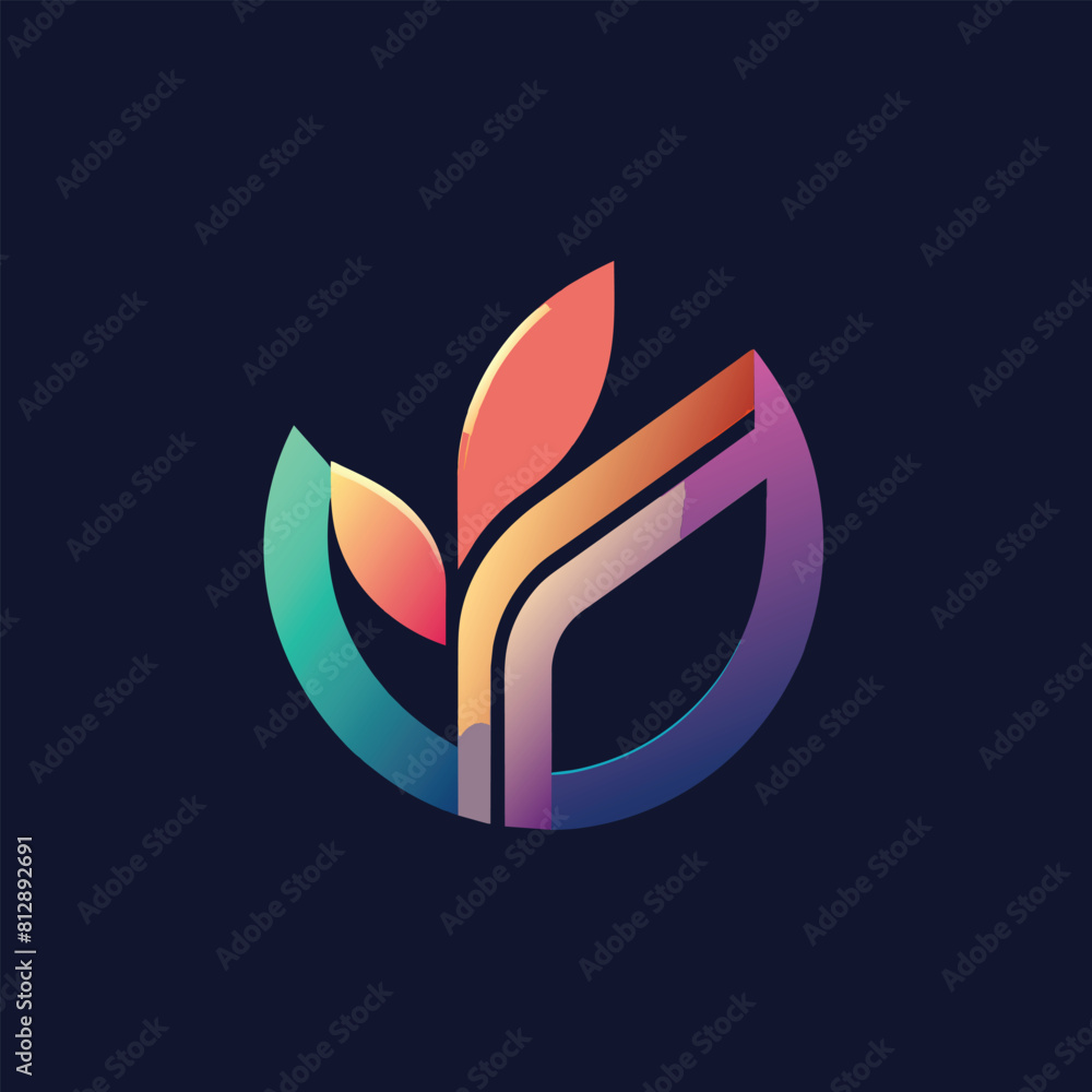 Aufkleber vibrant leaf logo with subtle gradient on a dark backdrop, incorporate a subtle gradient to symboliz