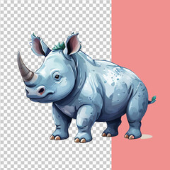 Fototapeta premium Vector cute rhinoceros toy is a watercolor animal in cartoon style on an isolated background