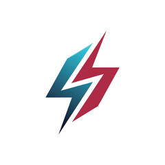 A lightning logo designed in red and blue colors against a white backdrop, Incorporate a subtle lightning bolt symbol into a minimalist logo design for a tech company